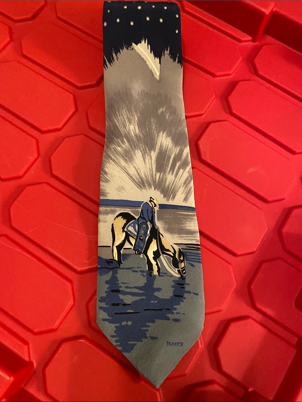 Classic Blue and Gray Western Horse Silk Tie Limited Edition #76